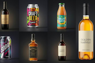 design alcohol bottle label beverage label product packaging wine beer can mocku