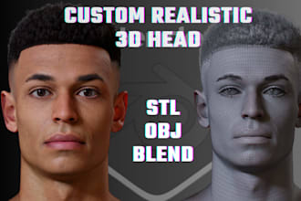 sculpt realistic 3d head model, 3d face statue, metahuman head bust for printing