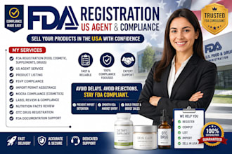 handle fda registration, US agent, product listing and fda compliance