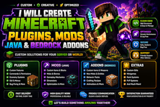 create minecraft plugins, mods, java and bedrock addons