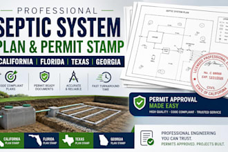 design septic system plan permit stamp for california florida texas georgia