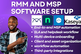 setup and automate rmm and msp software connectwise kaseya ninjaone datto rmm