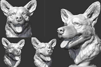 sculpt 3d realistic animal model zbrush stl pet portrait  replica for printing