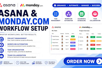 asana virtual assistant monday, asana workflow, integration, project management