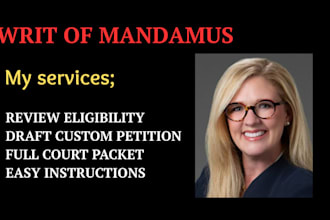 handle complete writ of mandamus drafting for immigration delay cases