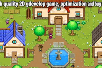 create full 2d game, optimize, and bug fixes with gdevelop