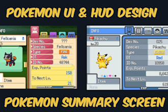 design custom pokemon UI UX hud battle screen party menu and game interface