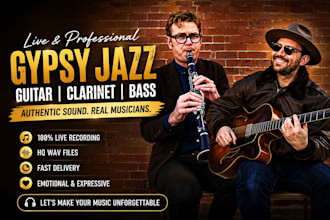 record gypsy jazz guitar, clarinet, bass guitar for your audio