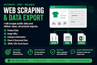 scrape website data and export to json CSV or excel