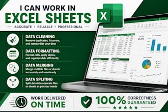 clean, format, merge, split excel data