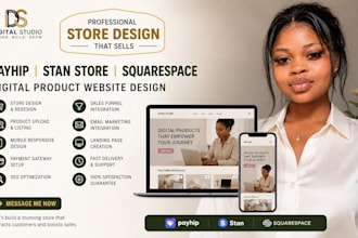 design redesign payhip stan store squarespace digital product website seo