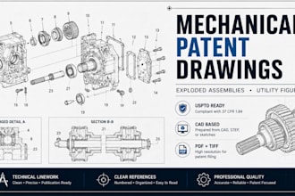 create mechanical patent drawings and exploded assemblies