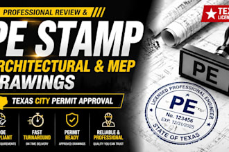 review stamp architectural engineering drawing,  mep drawing texas city permit