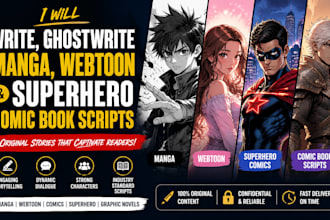 write, ghostwrite manga, webtoon and superhero comic book scripts