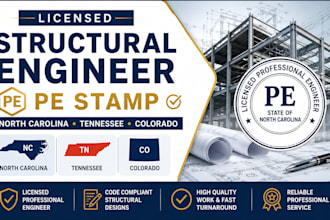 licensed structural engineer, pe stamp for north carolina, tennessee, colorado