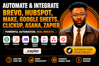 automate brevo hubspot ai chatbot jobber integration clickup asana make zapier