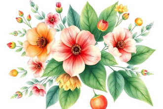create digital botanical watercolor clipart of