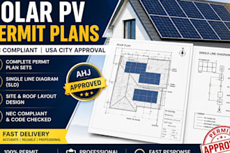 design residential solar pv permit drawings for USA city approval