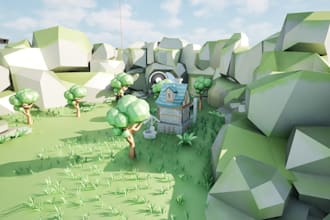 do low poly 3d game environment,game map,open game world,terrain in unity,unreal