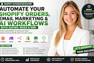 automate shopify orders, email marketing, ai workflows with zapier, make and n8n