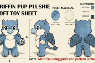 create custom plushie reference sheets stuffed animal characters ych concept