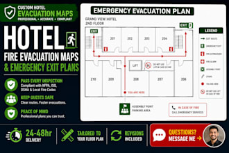 design hotel fire evacuation maps and emergency exit plans
