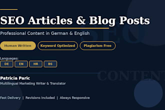 write SEO optimized articles and blog posts in german or english