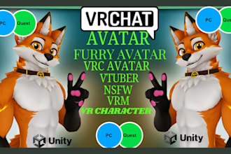 custom vrchat furry avatar with facial features unity quest vrm vtuber 3d model