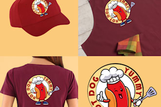 modern food logo design and realistic mockups