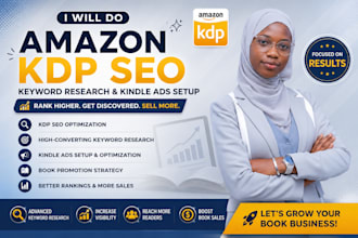 do amazon KDP SEO keyword research, kindle ads and book promotion to boost your