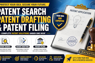 do patent search, patent drafting and patent filing