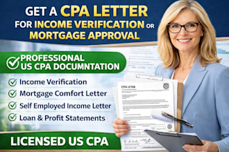 prepare and sign US CPA letter, comfort letter CPA income verification letter