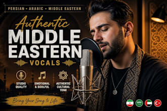 sing arabic, persian, middle eastern vocal with oud, bouzouki, leather head drum