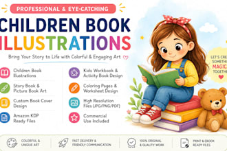 illustrate amazing children book, storybook and  workbook illustrations KDP