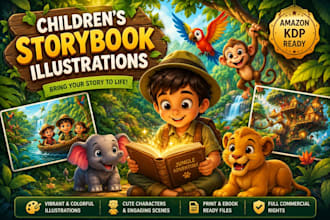 design children book illustrations for storybooks and amazon KDP