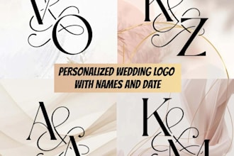 make signature wedding logo, monogram or emblem design