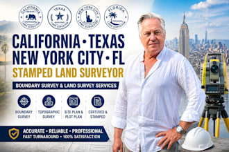california tx new york city fl stamp land surveyor, boundary survey