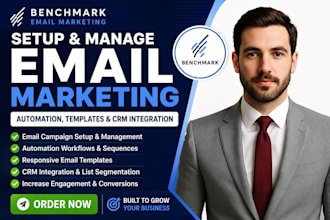 set up benchmark email marketing campaigns automation templates CRM integration