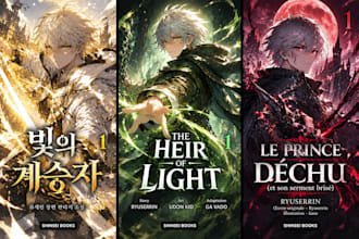 draw shonen light novel art illustration in professional manga or anime webtoon