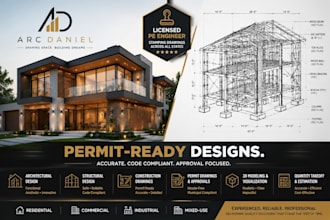 structural engineering, architectural design, and pe stamp for permits