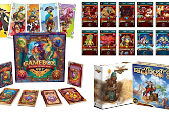 do table top board game card game box design character design box mockup tcg