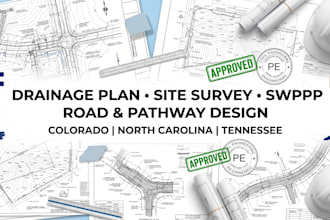 drainage site survey plan swppp and road pathway in colorado carolina tennessee