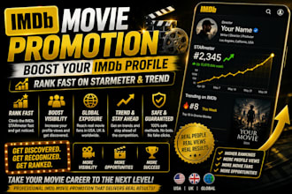 do imdb movie promotion, boost imdb profile to rank fast on starmeter and trend