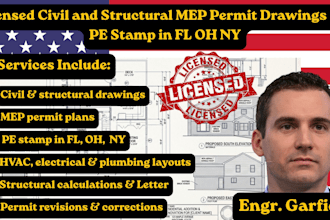 licensed structural engineer permit drawings texas california florida pe stamp
