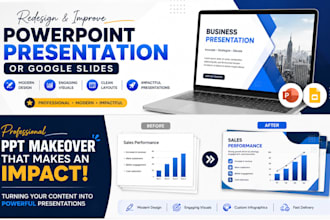 redesign and improve powerpoint presentation or google slides, PPT makeover