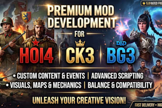 develop immersive mods for hearts of iron iv, ck3 and baldurs gate 3