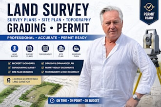 land survey draw survey plans site plan topography land surveyor grading permit