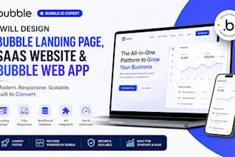 design bubble landing page, saas website and bubble web app