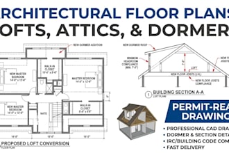 raw architectural floor plans for lofts, attics, and dormers