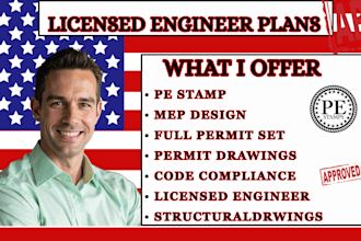 provide full mep, hvac, electrical engineer permit drawings as licensed engineer